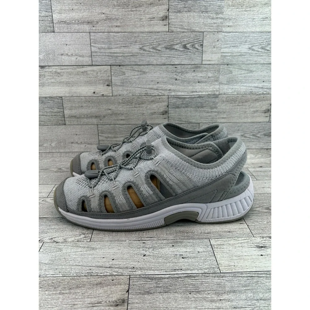 Orthofeet Women's Gray Mesh Comfort‎ Adjustable Strap Slingback Sandal 9.5